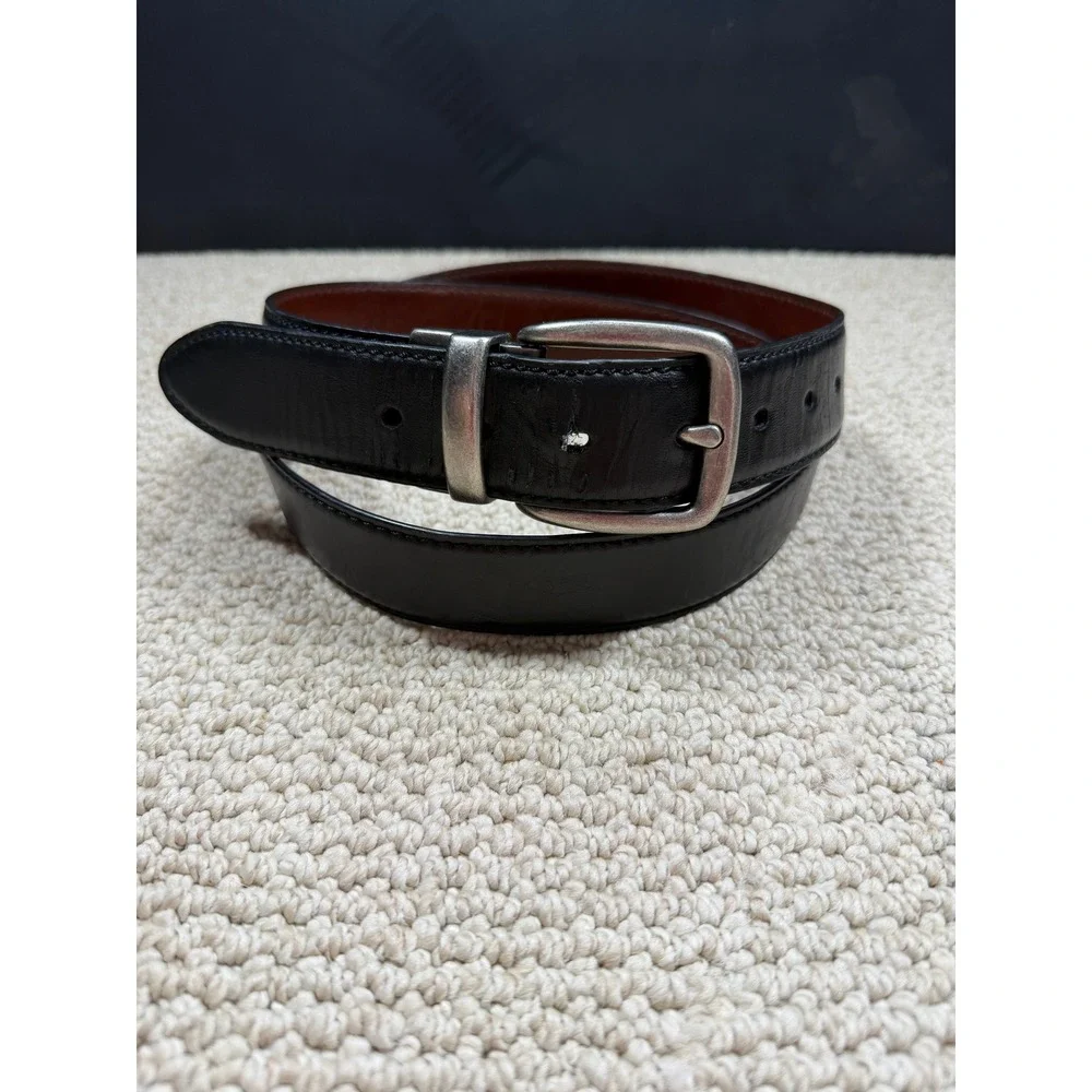 Levi's Reversible Black Brown Leather Belt Silver Buckle Size 42/44